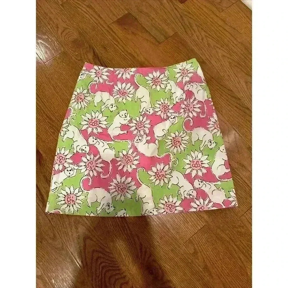 Lilly Pulitzer Dresses & Skirts - Vintage Lilly Pulitzer Skirt French Fried Size 8 Pink Panther White Label